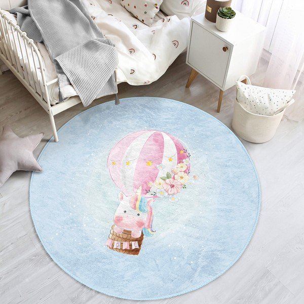 Világoskék gyerek szőnyeg ø 100 cm Comfort – Mila Home-image-3