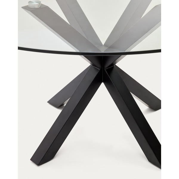 Fekete kerek étkezőasztal üveg asztallappal ø 150 cm Argo – Kave Home-image-2