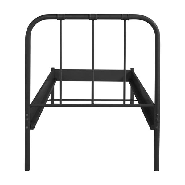 Fekete fém egyszemélyes ágy ágyrács nélkül 90x200 cm Aaron – Støraa-image-4