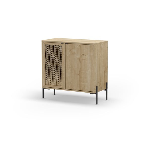 Natúr színű alacsony komód tölgyfa dekorral 80x80 cm Inca – Marckeric-image-4