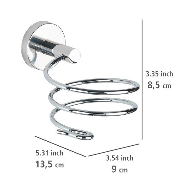 Fényes ezüstszínű fali rozsdamentes acél hajszárító tartó Bosio – Wenko-image-1