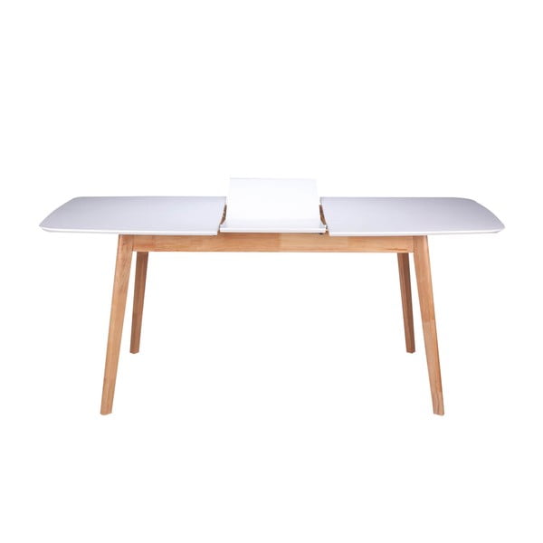 Enma fehér étkezőasztal kaucsukfa lábakkal, hosszúság 120 cm - sømcasa-image-2