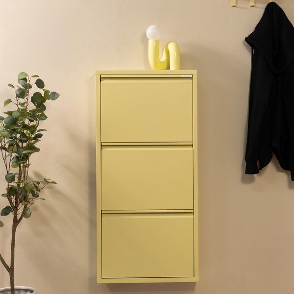 Világossárga acél billenő ajtós-függő cipőtartó 50x103x15 cm Billy – Spinder Design-image-1