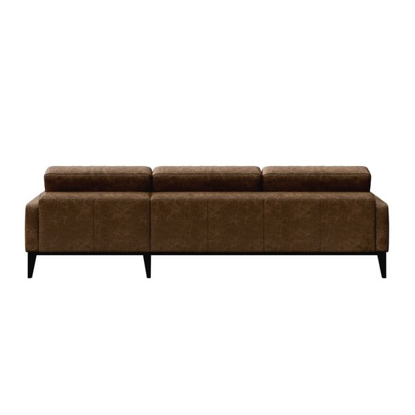 Musso Tufted barna bőr kanapé bal oldali fekvőfotellel - MESONICA-image-3