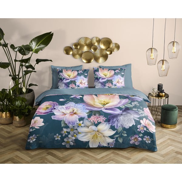 Kék egyszemélyes-hosszabbított pamut-szatén ágyneműhuzat 140x220 cm Mirery – Descanso-image-1