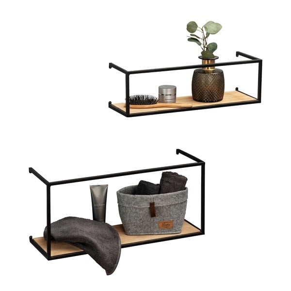 Pieces 2 db fémszerkezetű fenyőfa polc, szélesség 55 cm - Wenko-image-4