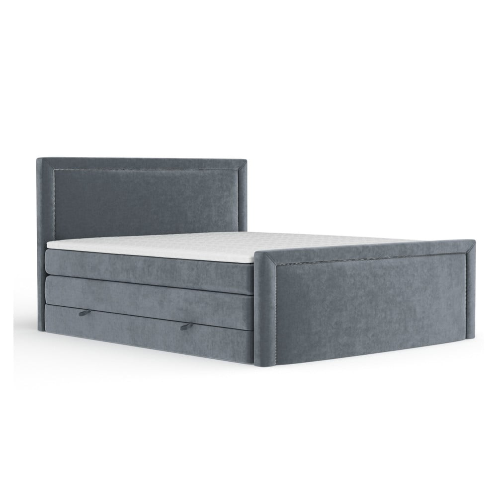 Sötétszürke ágyneműtartós boxspring ágy 200x200 cm Lavenda Maison de Rêve