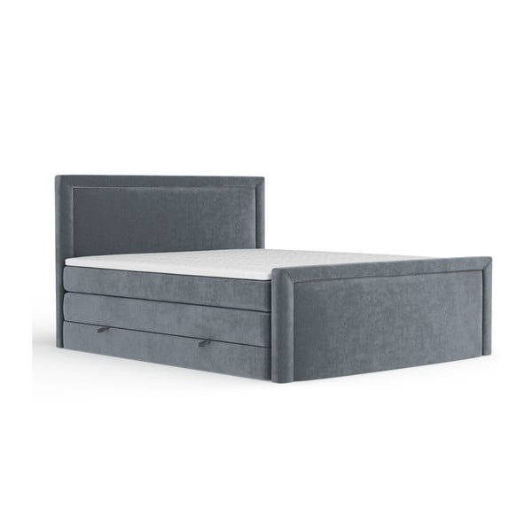 Sötétszürke ágyneműtartós boxspring ágy 200x200 cm Lavenda – Maison de Rêve