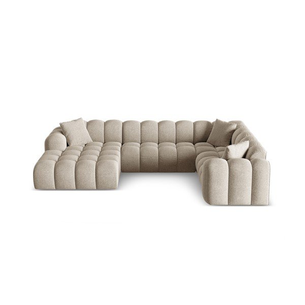 Világosbarna zsenília sarokkanapé (jobb oldali-U alakú) Treno – Cosmopolitan Design