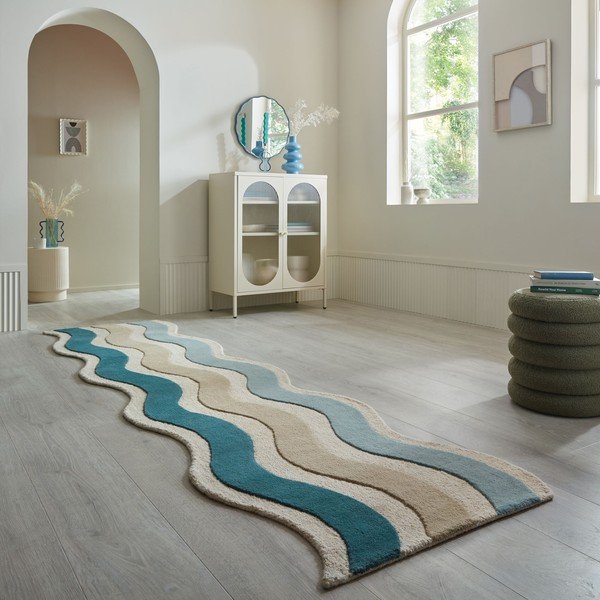 Kék kézi szövésű gyapjú futószőnyeg 80x300 cm Cascade Wool – Flair Rugs-image-1