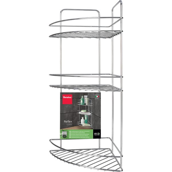 Fényes ezüstszínű acél fürdőszobai polc Luxy – Metaltex-image-2