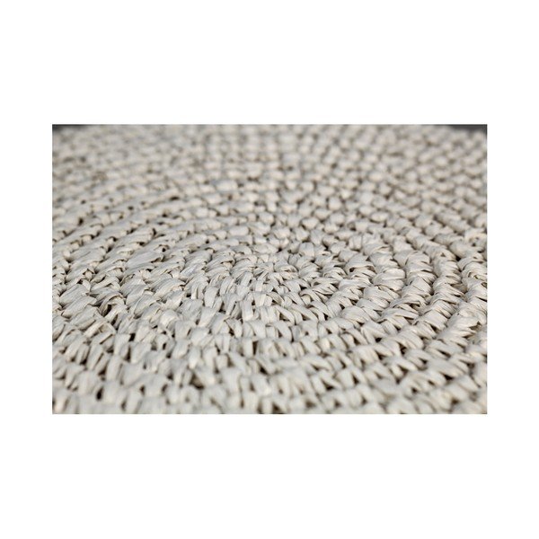 Raffia raffiából készült puff fehér részletekkel, 40 x 50 cm - HSM collection-image-2