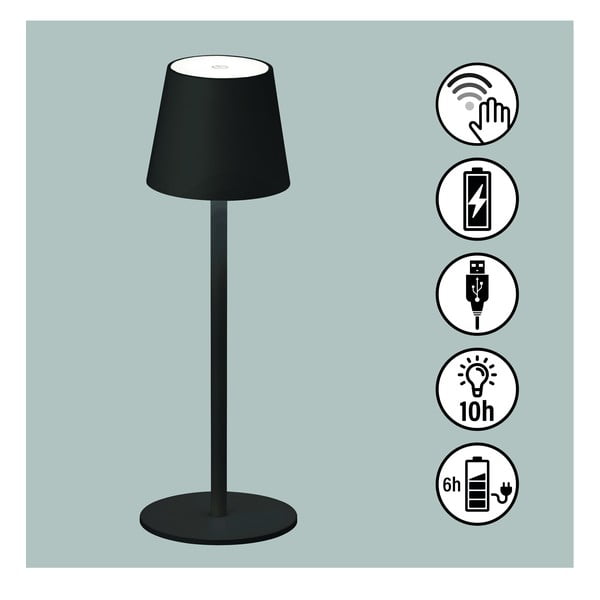 Fekete LED szabályozható-mozgásérzékelős asztali lámpa fém búrával (magasság 38 cm) Tropea – Fischer & Honsel-image-2