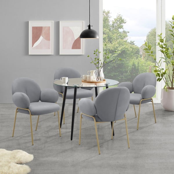 Szürke kárpitozott karfás étkezőfotel szett 2 db-os Iwama – Støraa-image-1