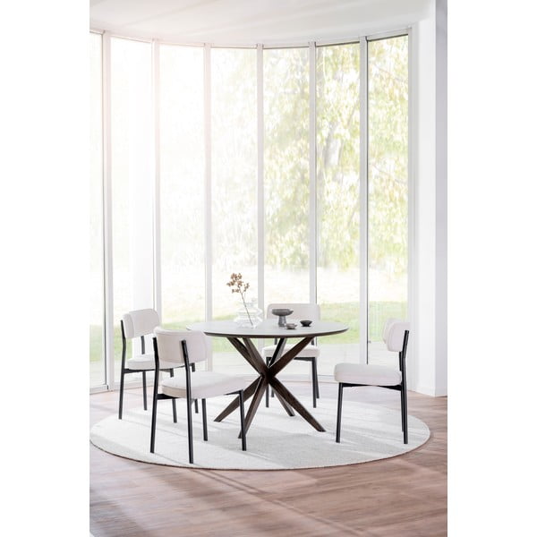 Kerek étkezőasztal tölgyfa dekoros asztallappal 120x120 cm Calverton - Rowico-image-2