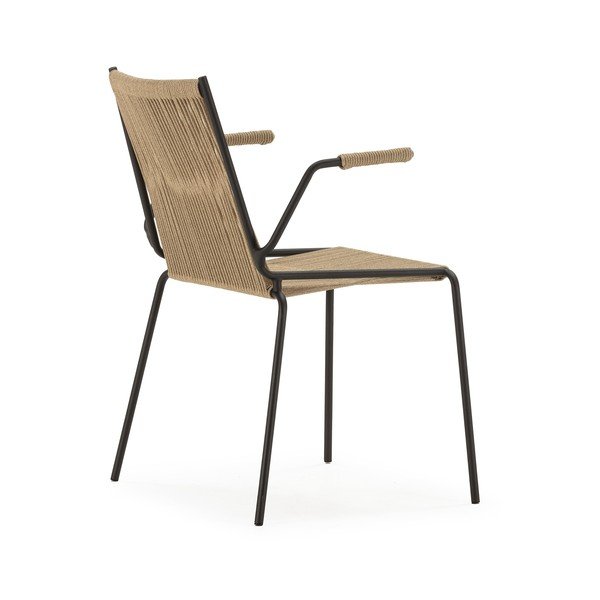 Bézs fém karfás-rakásolható étkezőszék szett 2 db-os Emily – Marckeric-image-3