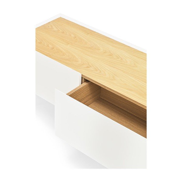 Fehér-natúr színű TV-állvány tölgyfa dekorral 180x45 cm Arista – Teulat-image-4
