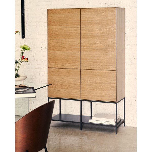 Natúr színű szekrény tölgyfa dekorral 97,5x160 cm Vedrana – Kave Home-image-1