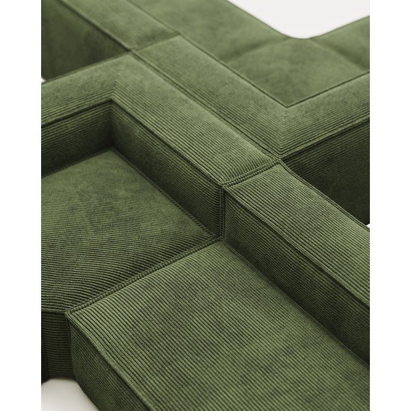 Zöld kordbársony sarokkanapé Blok – Kave Home-image-1