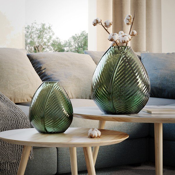 Zöld üveg váza (magasság 22 cm) Terrassa – AmeliaHome-image-1
