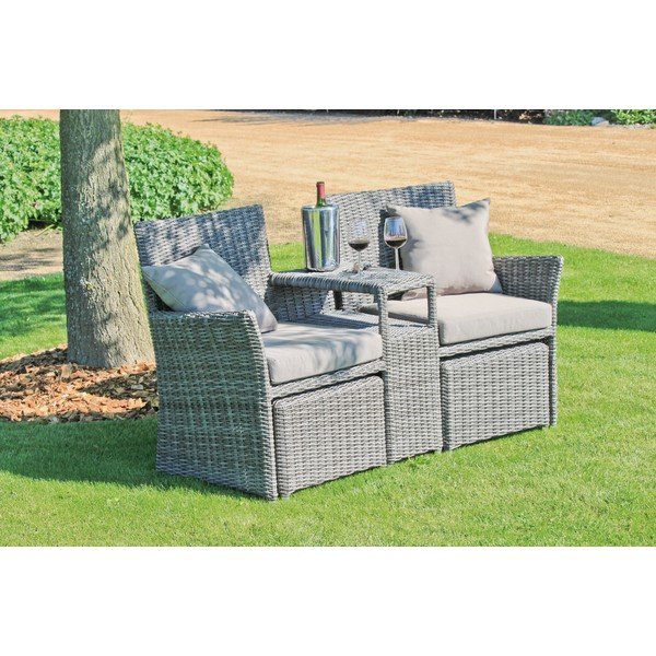 Szürke műrattan kétszemélyes kerti lounge szett Calgary – Garden Pleasure-image-2