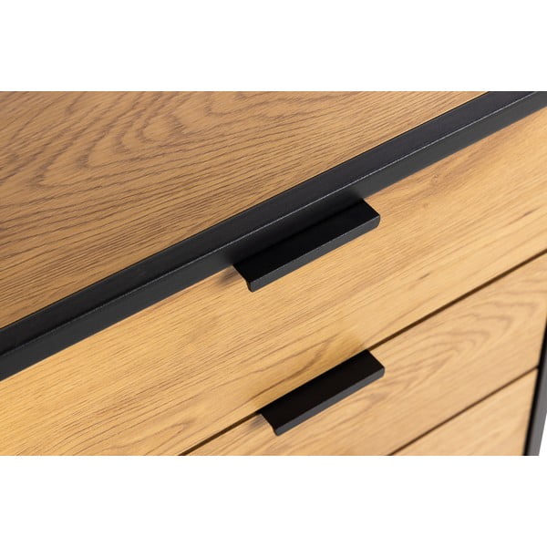 Fekete könyvespolc tölgyfa dekorral 85x141 cm Swindon - Actona-image-1