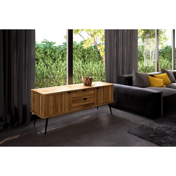 Natúr színű tölgyfa alacsony komód 144x57 cm Kula – The Beds-image-4