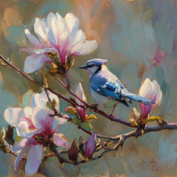 Nyomtatott vászon kép 32x32 cm Bluejay & Blossom – Styler