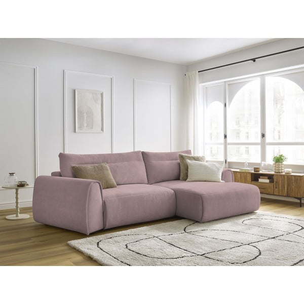 Világos rózsaszín sarokkanapé Aden – Bobochic Paris-image-1