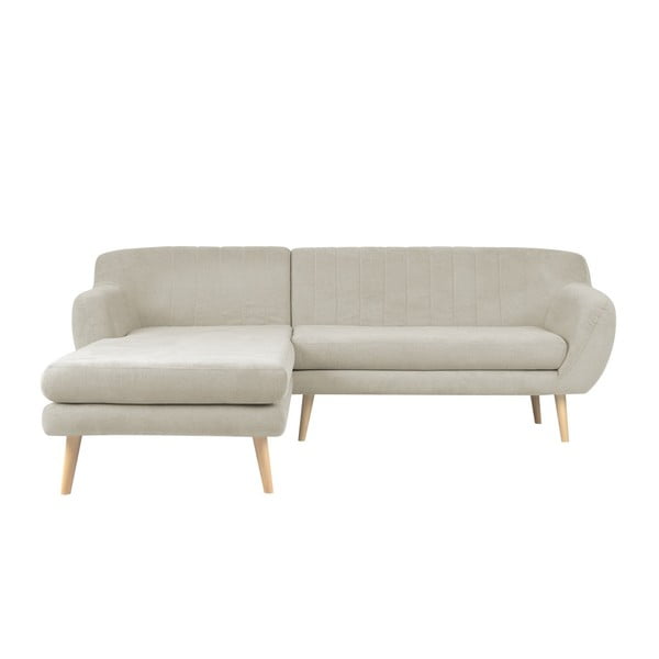 Sardaigne bézs színű kanapé baloldali fekvőfotellel - Mazzini Sofas
