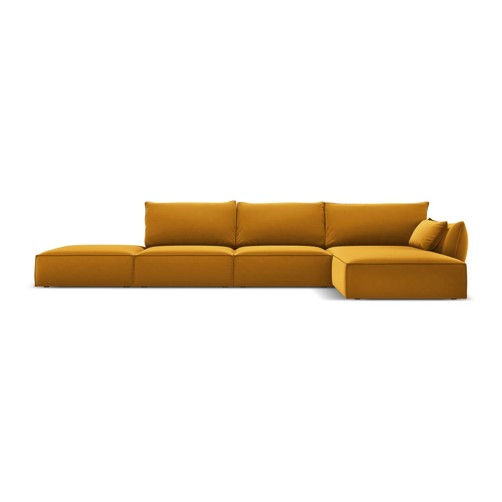 Mustársárga bársony sarokkanapé (jobb oldali-heverő résszel) Vanda  Mazzini Sofas
