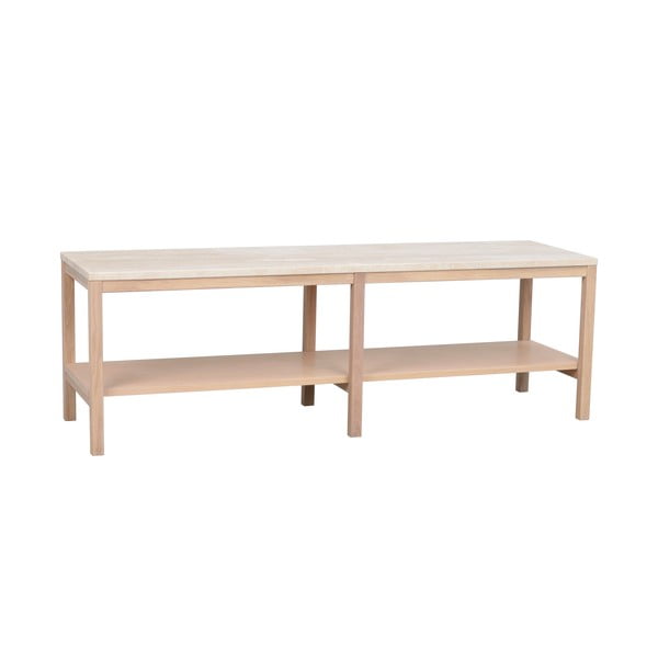 Fehér-natúr színű konzolasztal kő asztallappal 140x40 cm Orwel - Rowico-image-2