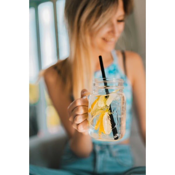 6 db-os fekete üveg szívószál készlet, hosszúság 20 cm - Vialli Design-image-2