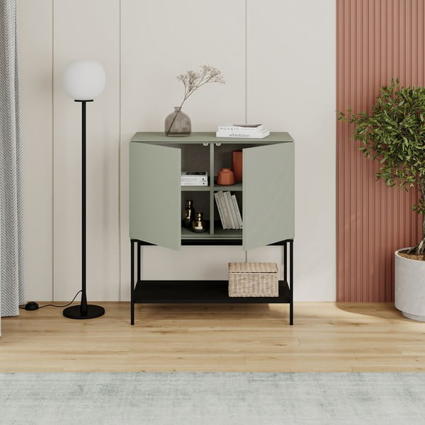 Zöld-fekete szekrény 80x90x40 cm Amira – Marckeric-image-2