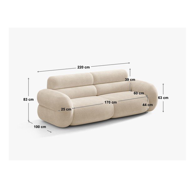 Bézs zsenília kanapé 220 cm Neo – Micadoni -image-4
