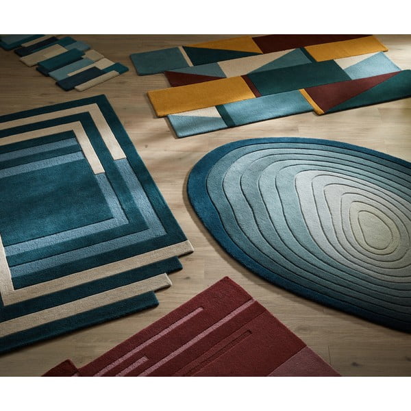 Kék gyapjú szőnyeg 160x230 cm Puddle Ombre Wool – Flair Rugs-image-4