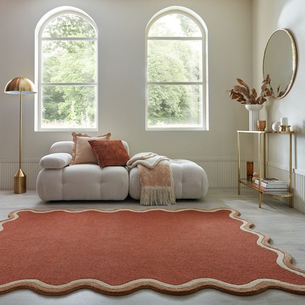 Terrakotta színű kézi szövésű gyapjúkeverék szőnyeg 120x170 cm Rivo Wool – Flair Rugs-image-1