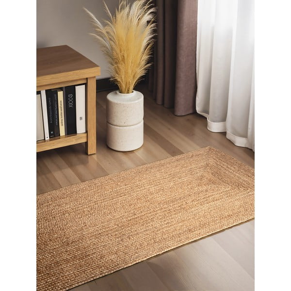 Natúr színű kétoldalas kézi szövésű juta futószőnyeg 80x200 cm Sharmila Natural Brown – Hanse Home-image-1