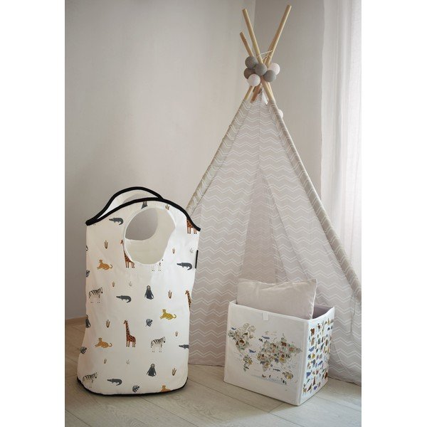 Fehér textil játéktároló kosár 57x26x70 cm Safari Animals – Butter Kings-image-1