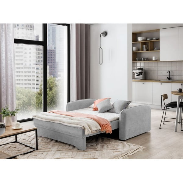 Világosszürke zsenília kinyitható-tárolóhelyes kanapé 155 cm Laine – ELTAP-image-4
