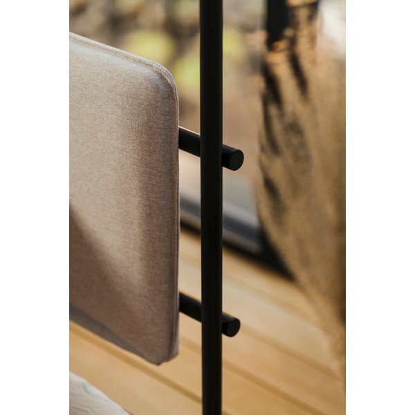 Fekete-bézs acél kárpitozott baldachinos franciaágy ágyráccsal 200x200 cm Eton – noo.ma-image-3