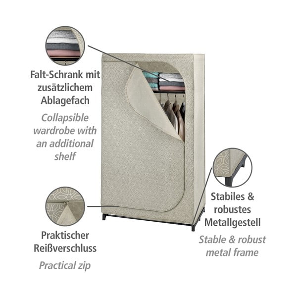 Bézs textil ruhásszekrény 90x160 cm Balance – Wenko-image-4