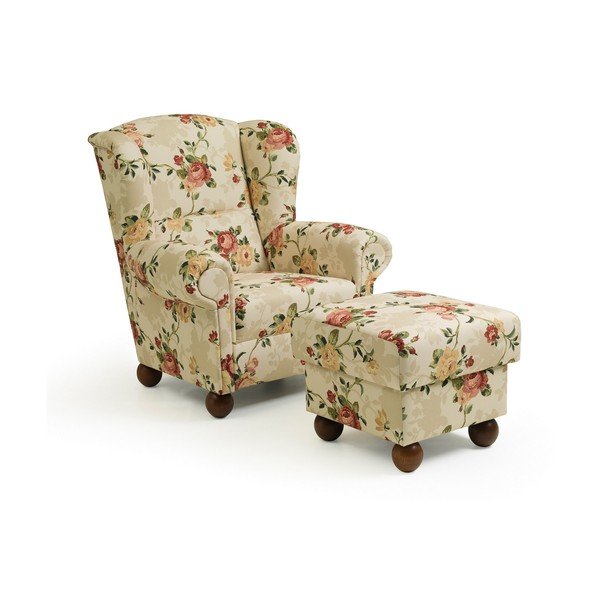 Monarch Chenille bézs, mintás füles fotel - Max Winzer-image-3