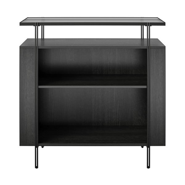 Fekete alacsony komód tölgyfa dekorral 90x90 cm Wainwright - Queer Eye-image-2