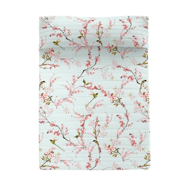 Mentazöld-rózsaszín pamut steppelt ágytakaró 180x260 cm Chinoiserie – Happy Friday