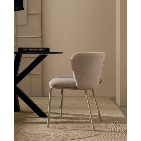 Bézs kárpitozott étkezőfotel Ciselia – Kave Home-image-1