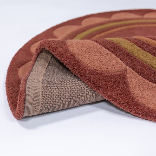 Borvörös kézi szövésű gyapjú kerek szőnyeg ø 120 cm Lois – Flair Rugs-image-3