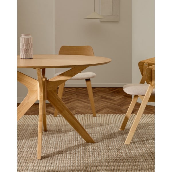 Kerek étkezőasztal tölgyfa dekoros asztallappal ø 120 cm Naanim – Kave Home-image-1