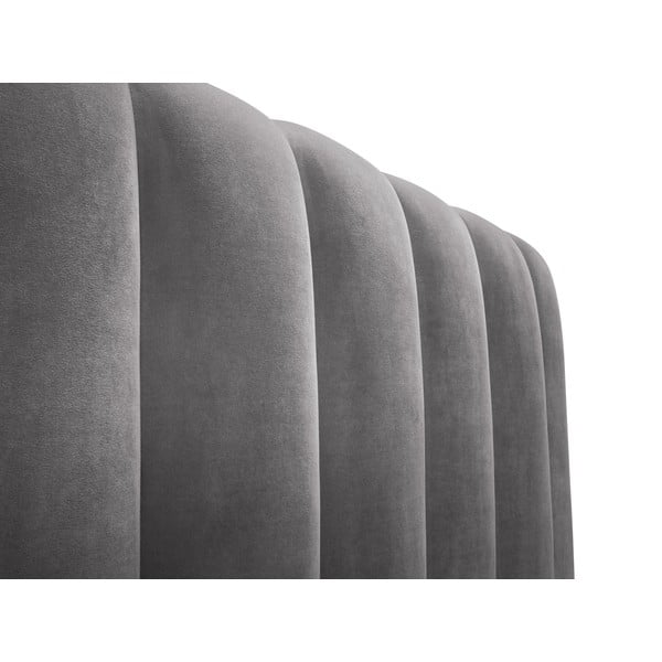 Szürke kárpitozott franciaágy tárolóhellyel, ágyráccsal 200x200 cm Kelp – Micadoni Home-image-4