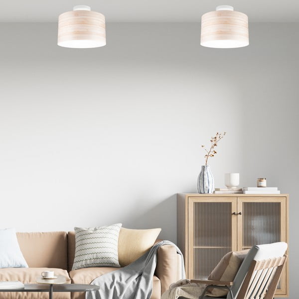 Világosbarna mennyezeti lámpa textil búrával ø 35 cm Print – LAMKUR-image-1